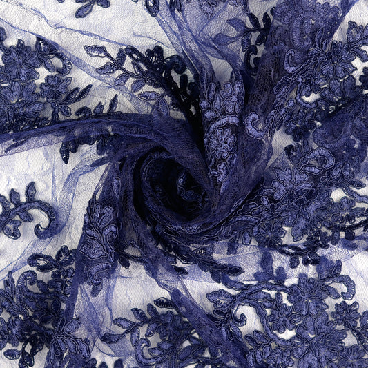 Spitze Tüllstickerei blau