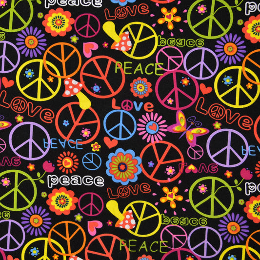 Poliesterwebware Peace schwarz