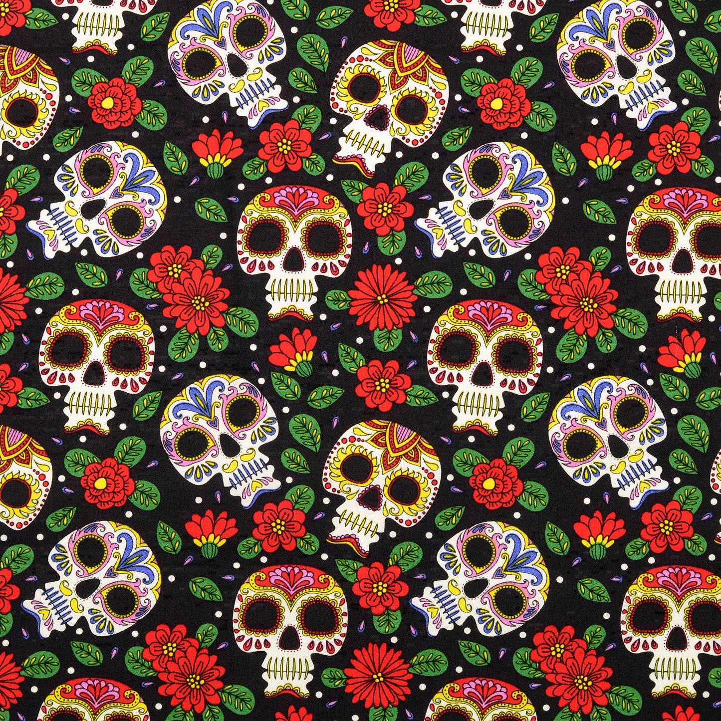 Baumwollwebware Totenkopf schwarz