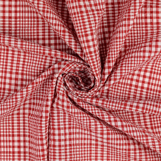 Seersucker Karo rot