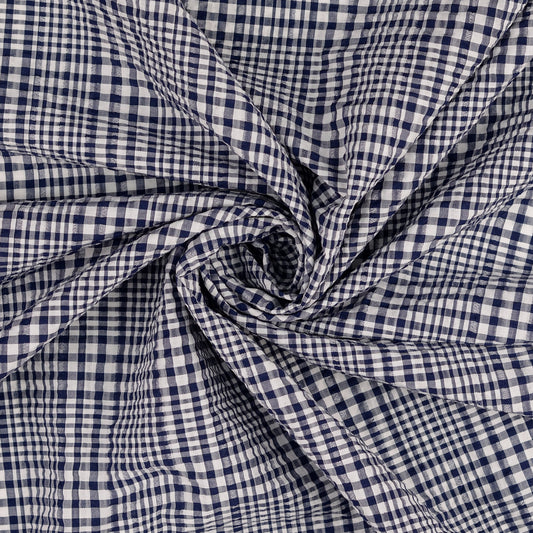 Seersucker Karo blau