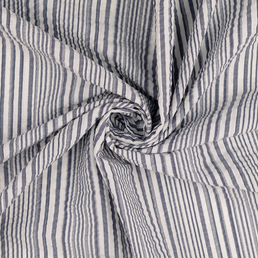 Seersucker Streifen blau