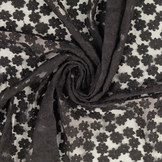 Spitze Tüllstickerei schwarz