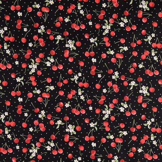 Baumwollwebware Kirsche schwarz