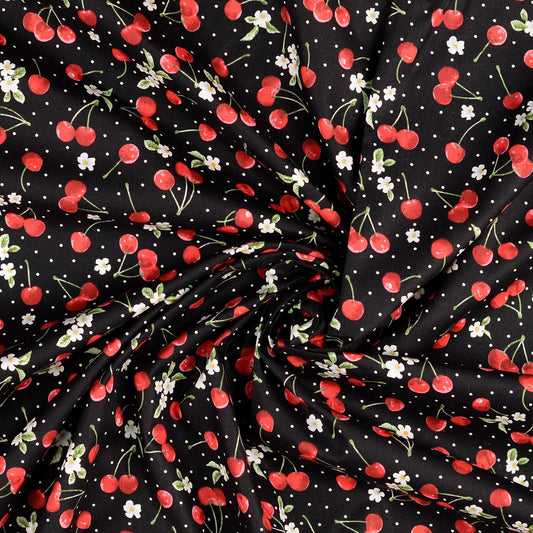 Baumwollwebware Kirsche schwarz