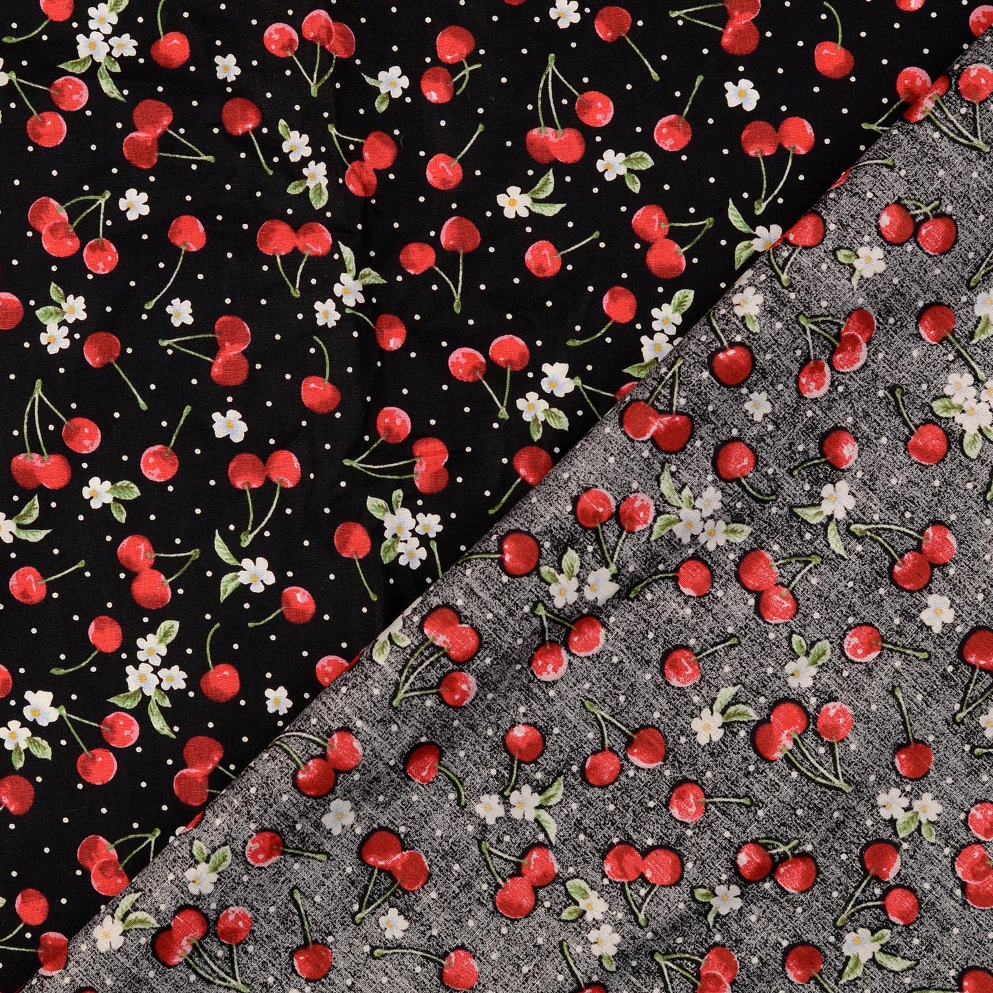 Baumwollwebware Kirsche weiss