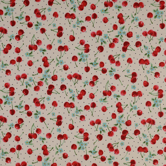 Baumwollwebware Kirsche weiss