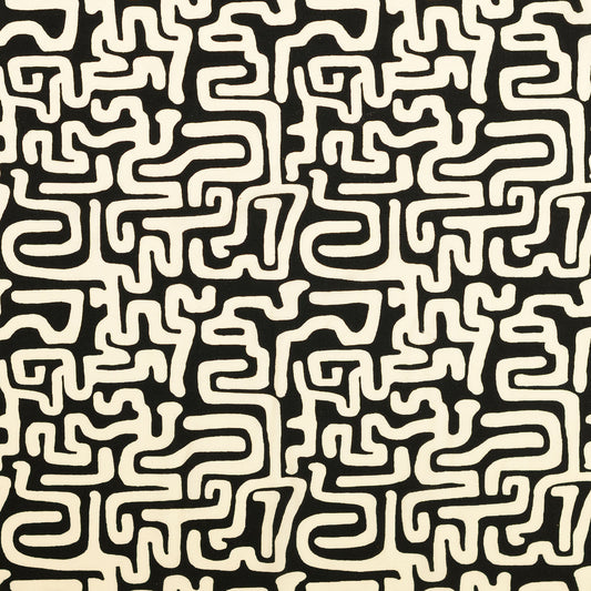 Viskosewebware grafisch schwarz beige