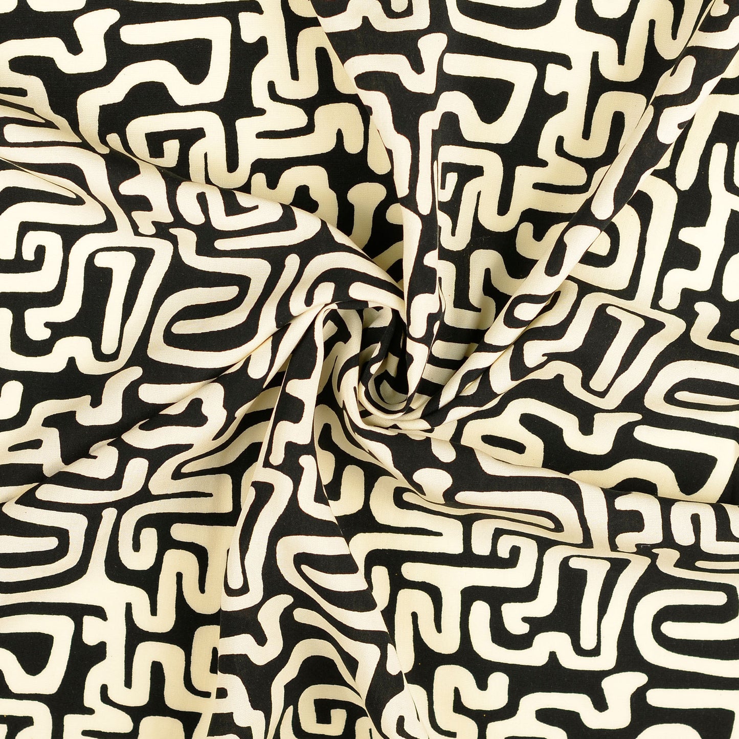 Viskosewebware grafisch schwarz creme