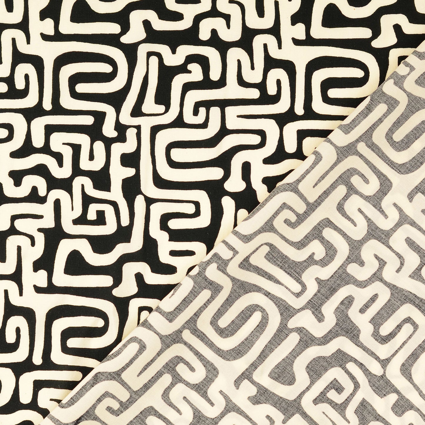 Viskosewebware grafisch schwarz creme