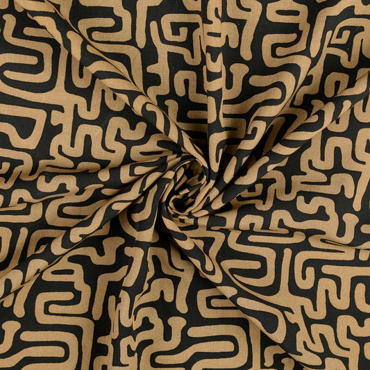 Viskosewebware grafisch schwarz beige