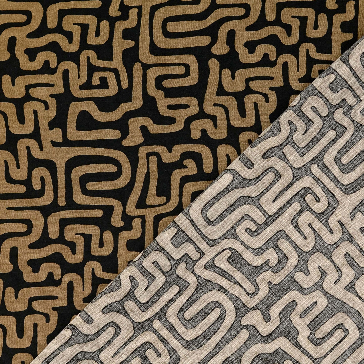 Viskosewebware grafisch schwarz beige