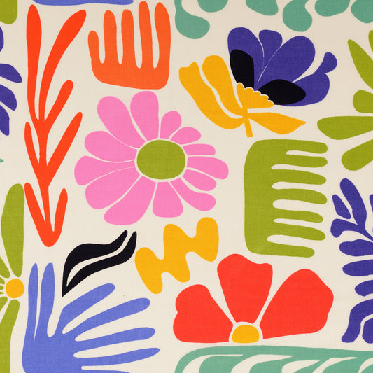 Viskosewebware floral kräftig