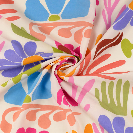 Viskosewebware floral kräftig