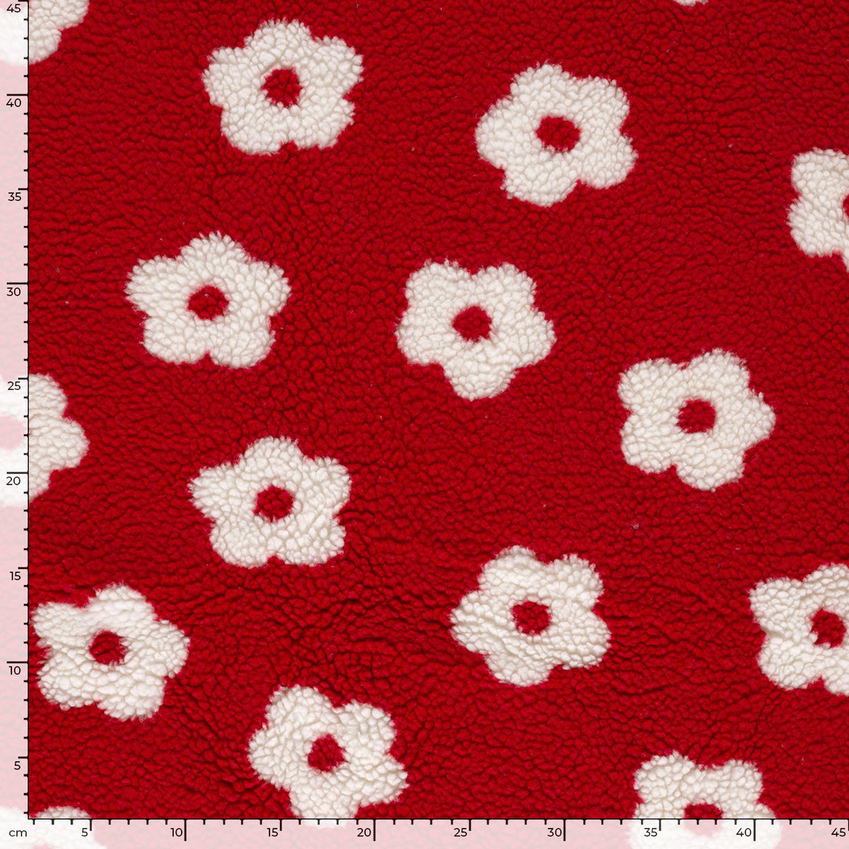 Sherpa-Fleece Blumen – Rot