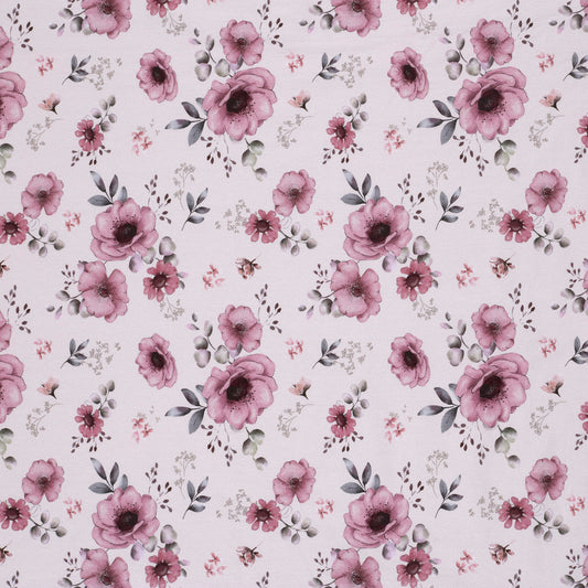 Jersey Blumen – Weiß