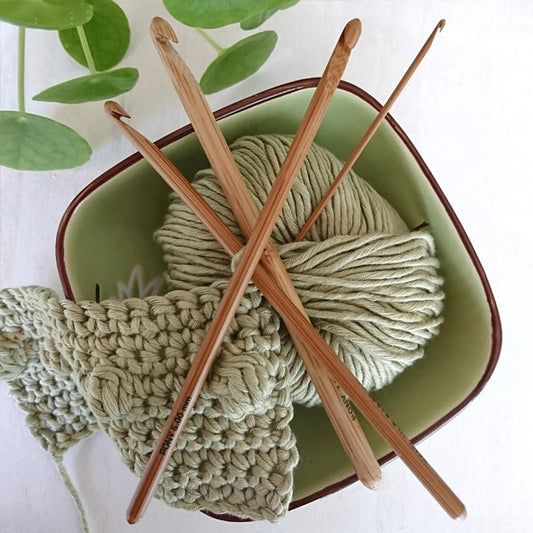 Wollhäkelnadel ohne Griff aus Bambus