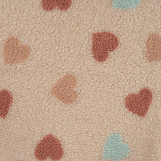 Teddyplüsch Jacquard Herzen – Sand