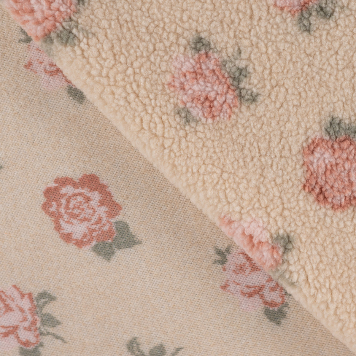 Teddyplüsch Jacquard Rosen – Sand
