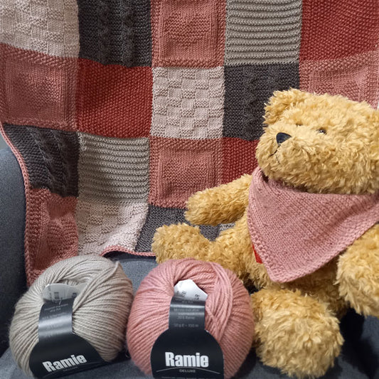 Strickset Baby Patchworkdecke rose