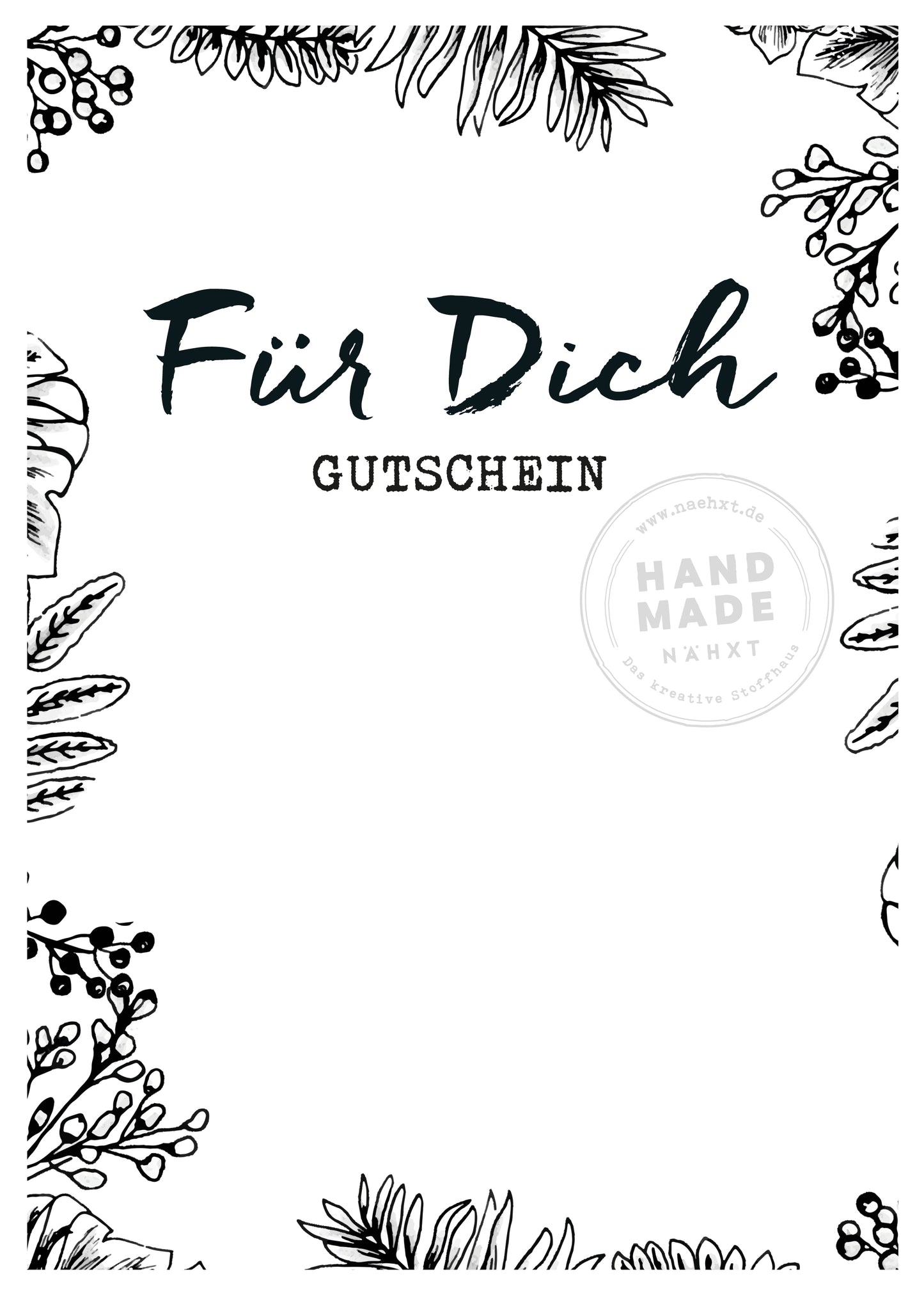 NÄHXT Geschenk Gutschein zum Ausdrucken