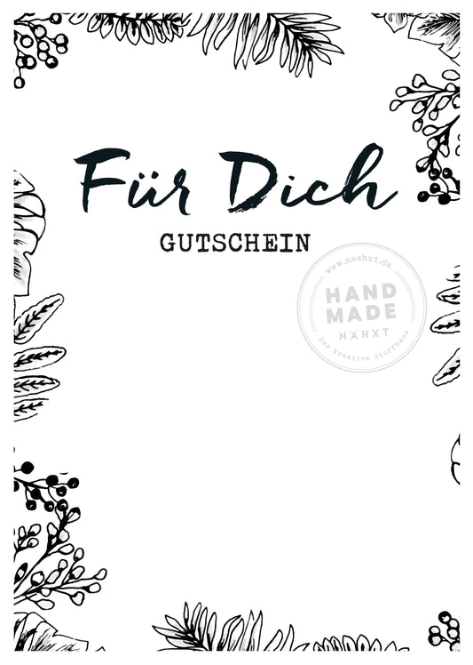 NÄHXT Geschenk Gutschein zum Ausdrucken