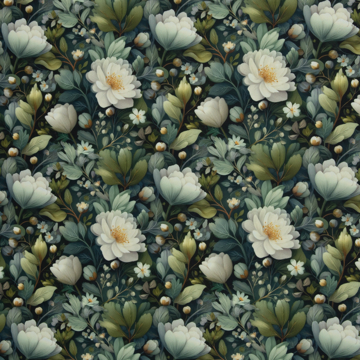 Swafing Flowing Bloom Polyesterstoff – ecru/khaki/dunkelg