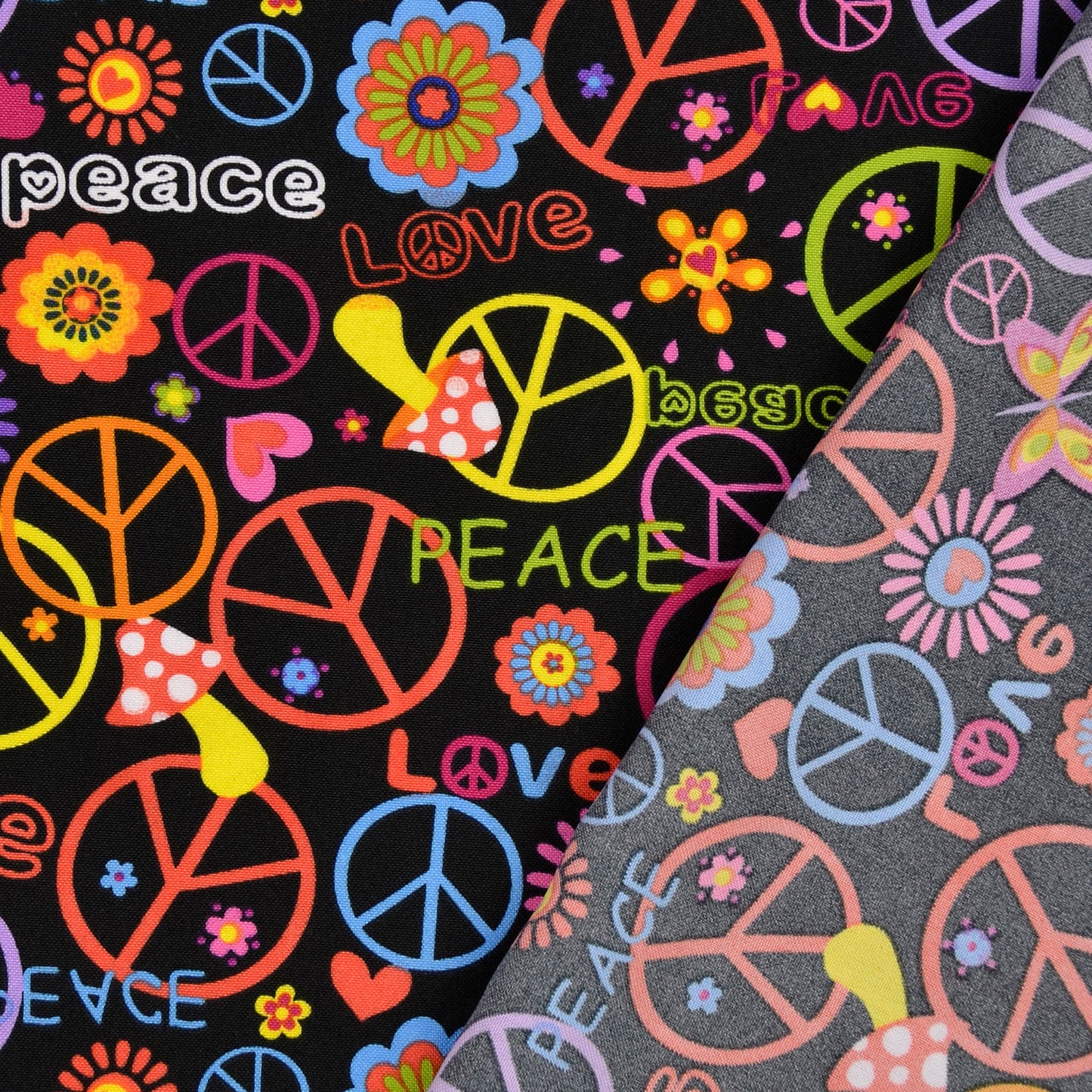 Poliesterwebware Peace schwarz