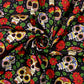 Baumwollwebware Totenkopf schwarz