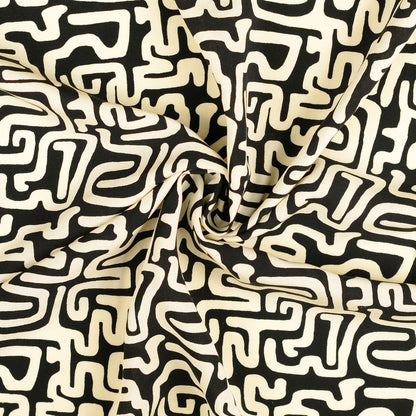 Viskosewebware grafisch schwarz creme