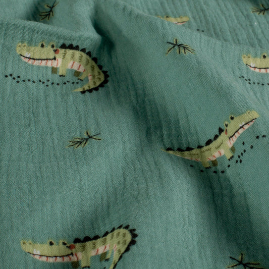 Musselin Krokodile – Indigo