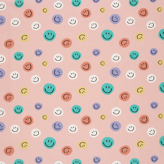Baumwollpopeline Emoticons – Altrosa