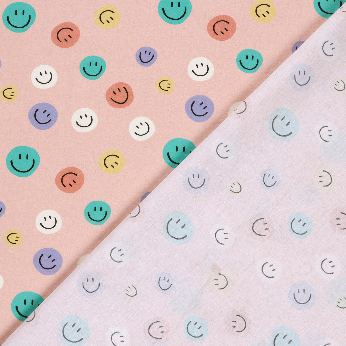 Baumwollpopeline Emoticons – Altrosa