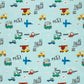 Baumwollpopeline Fahrzeuge – Babyblau