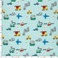 Baumwollpopeline Fahrzeuge – Babyblau