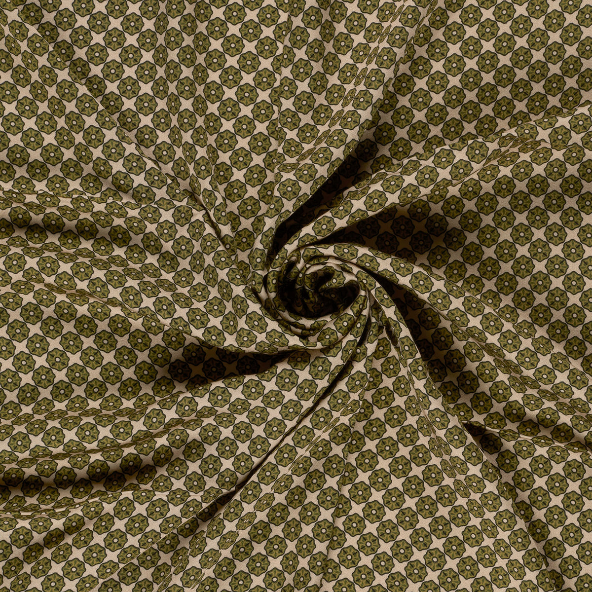 Viskosesatin Abstrakt – Khaki-Grün