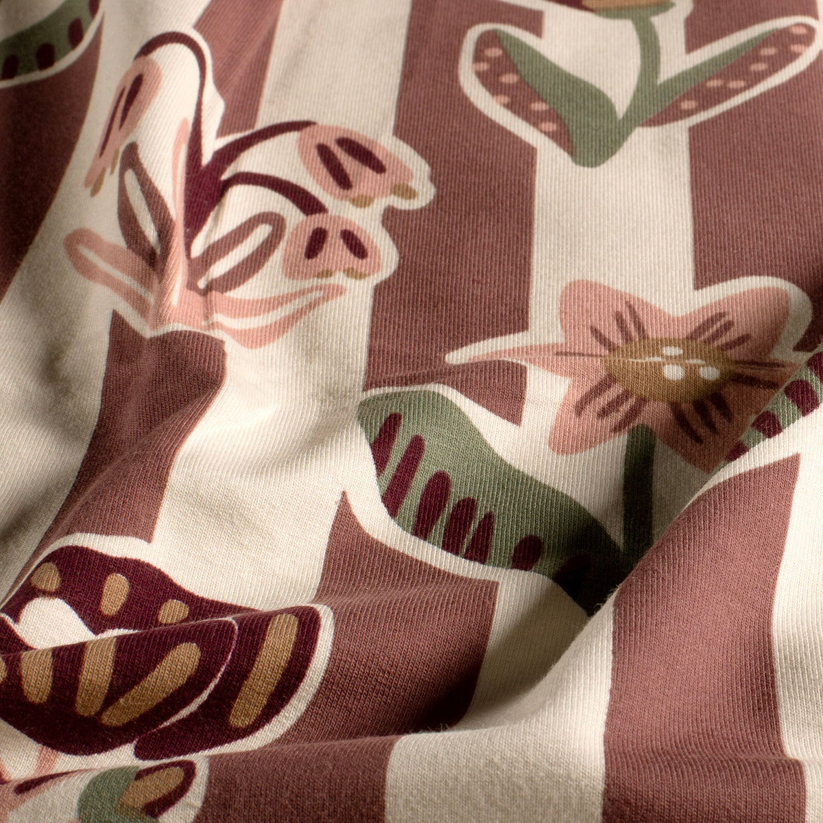 French Terry Blumen – Beige