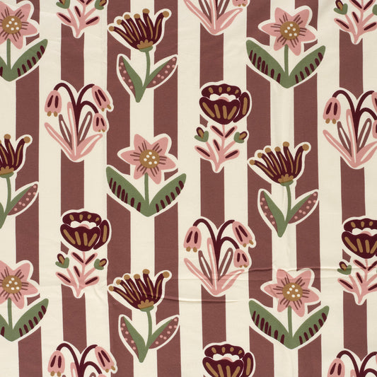French Terry Blumen – Beige