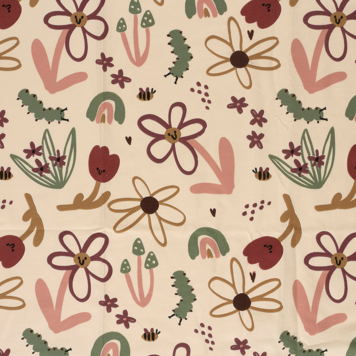 French Terry Blumen – Beige