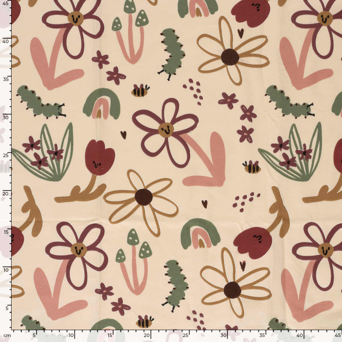 French Terry Blumen – Beige
