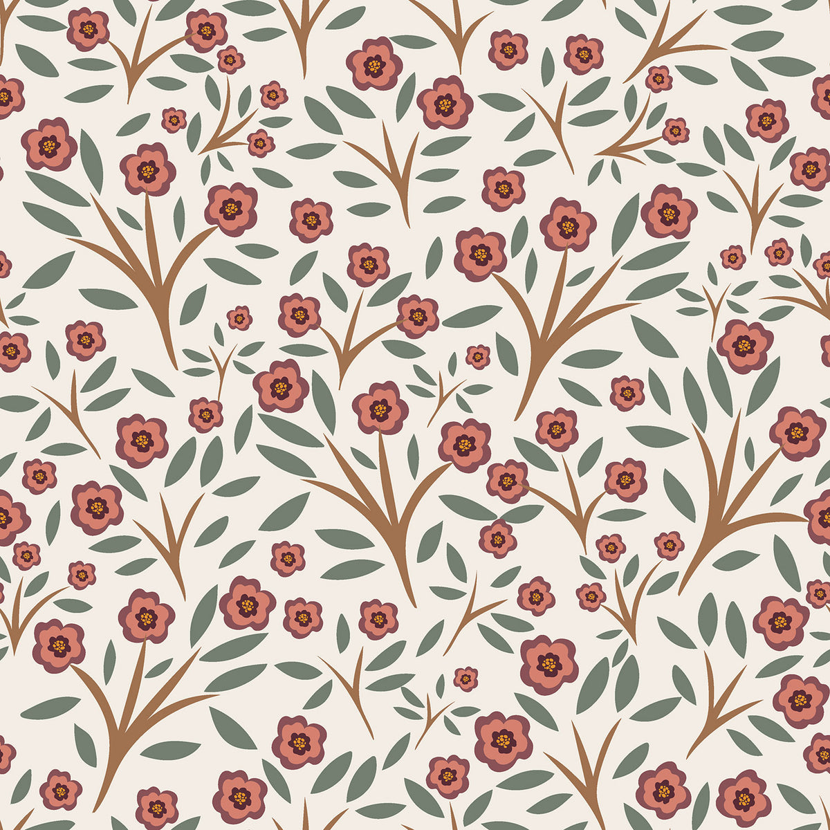 Flanell Blumen – Beige