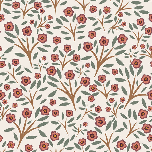 Flanell Blumen – Beige