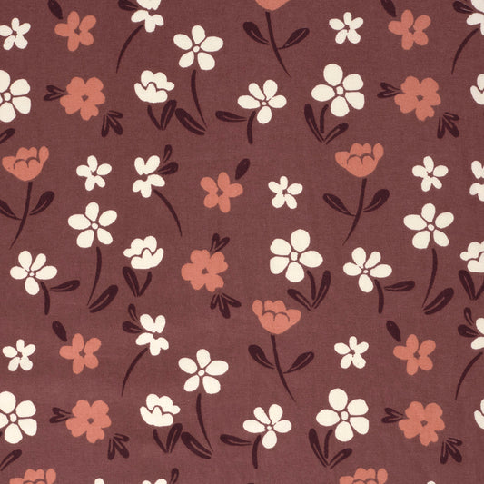 Flanell Blumen – Bordeauxrot