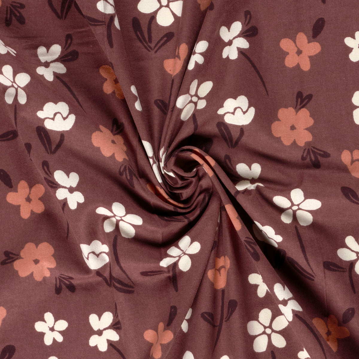 Flanell Blumen – Bordeauxrot