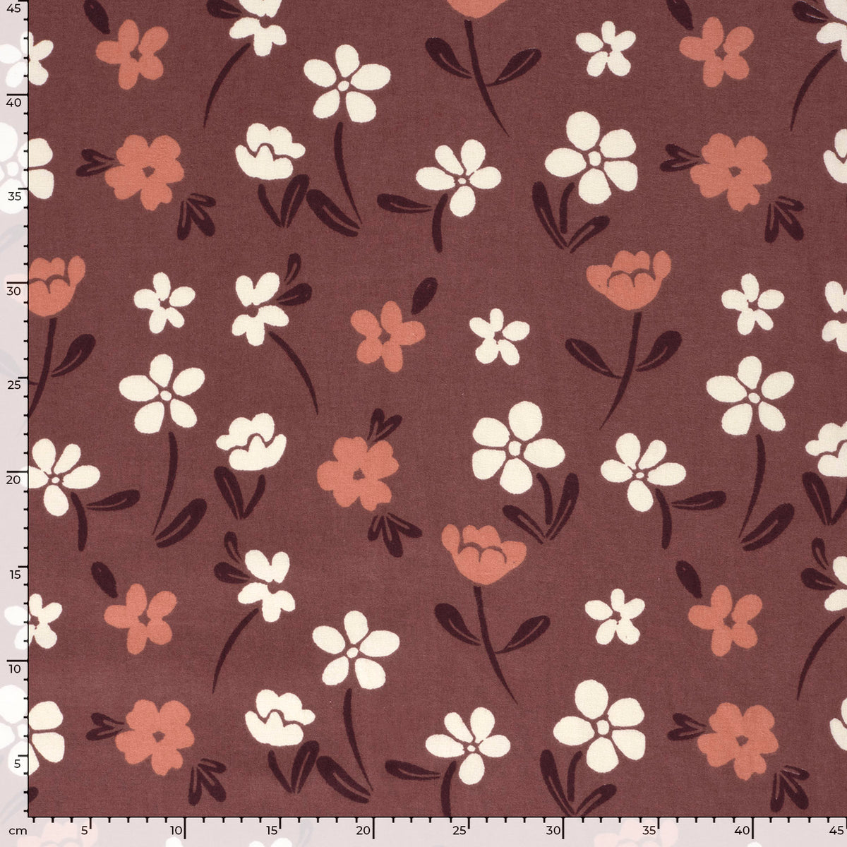 Flanell Blumen – Bordeauxrot