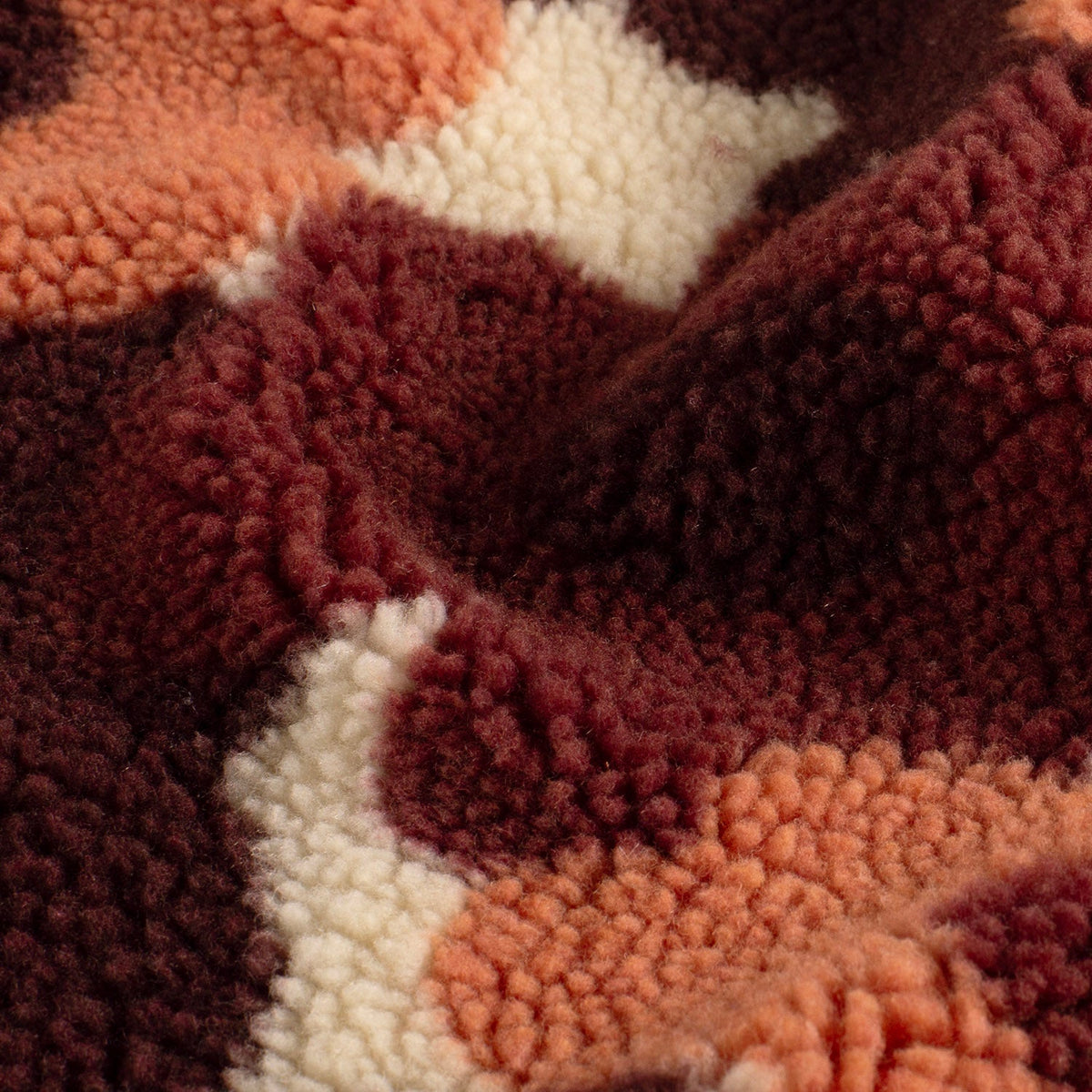 Sherpa Fleece Blumen & Karos – Beige