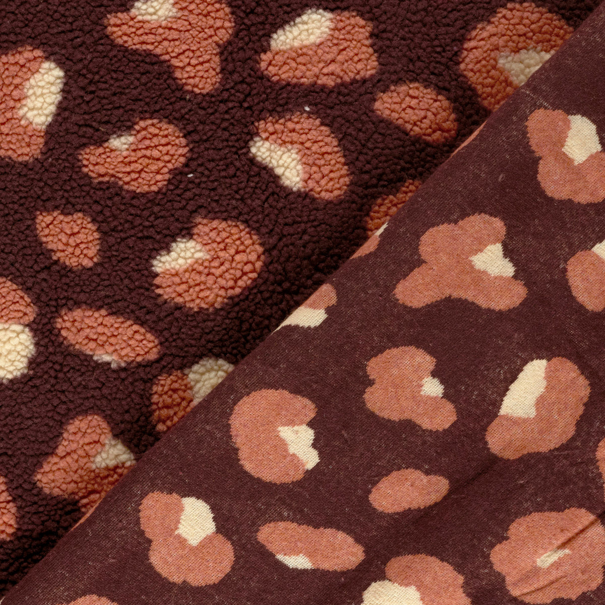 Sherpa-Fleece Leoparden – Bordeauxrot