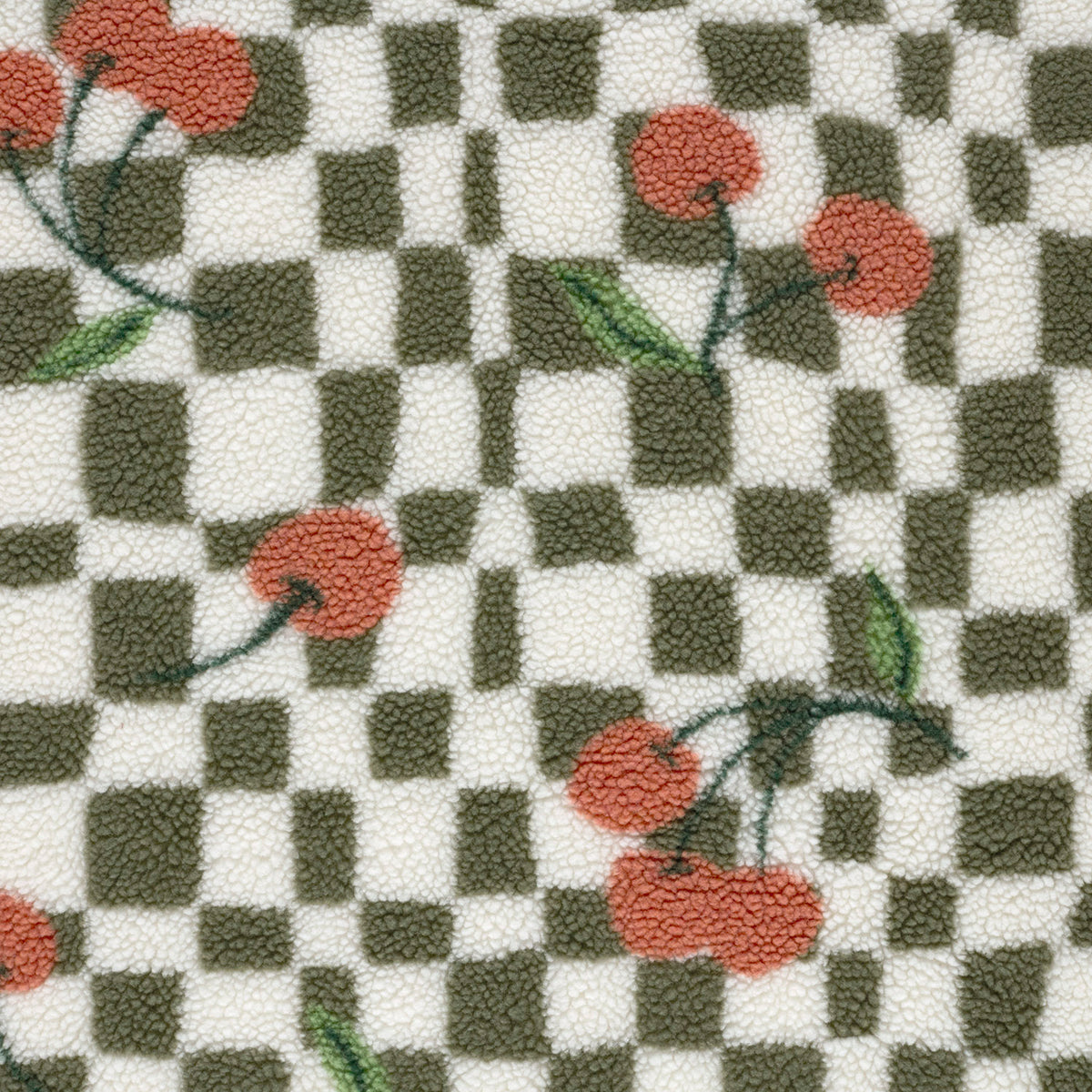 Sherpa-Fleece Kirschen – Wollweiß