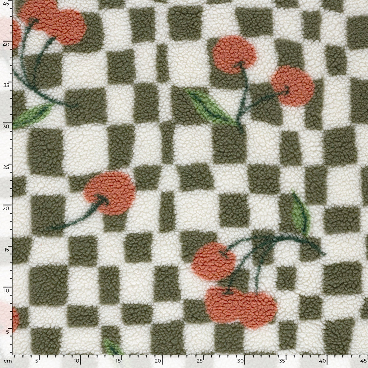Sherpa-Fleece Kirschen – Wollweiß