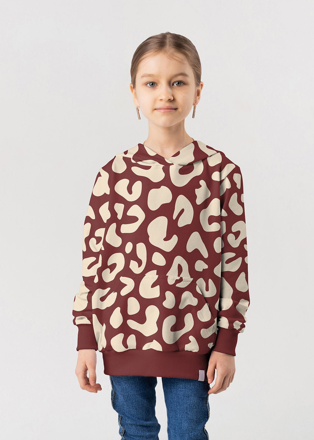French Terry Leoparden – Dunkelrot